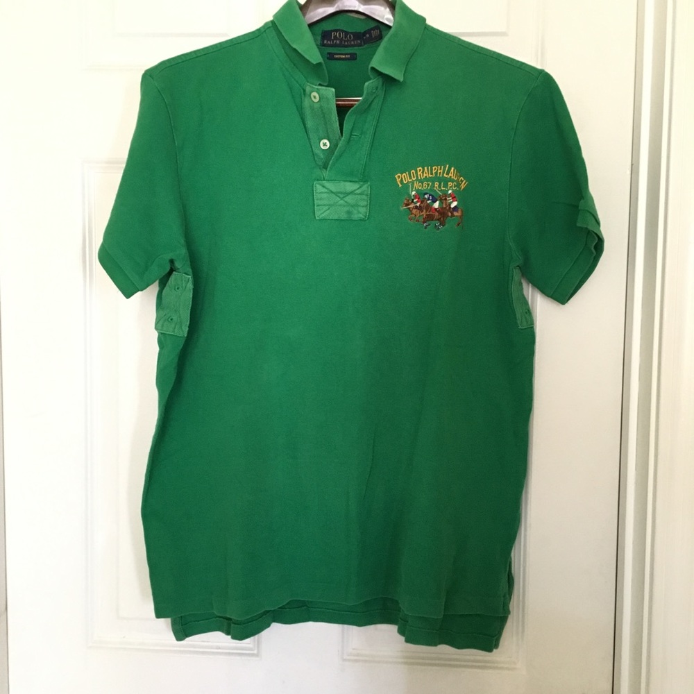 Ralph Lauren Polo Green Rugby Shirt Size Large - Picture 1 of 5